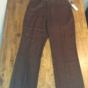 NWT Chaps 100% Linen Shell Linen Lined Brown Dress Pants Lagenlook 16
